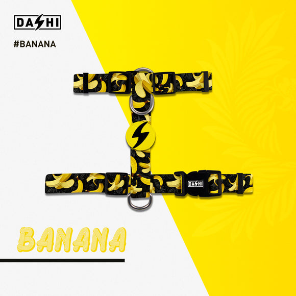 Dashi Eco Banana Back Harness – Adjustable Recycled Dog Harness with Banana Pattern, Small Size