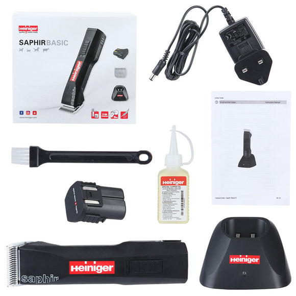Heiniger Saphir Basic Cordless Grooming Clipper – Professional Razor with No. 10 Blade and Battery