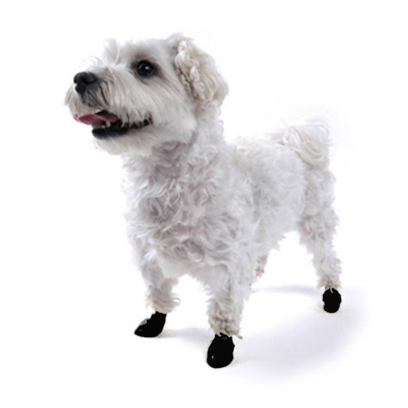 PAWZ Rubber Dog Boots – Black, Medium Size, 12 Pack, Durable Waterproof Protection