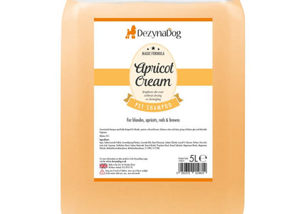 DezynaDog Magic Formula Apricot Cream Shampoo – Color-Enhancing Concentrate, Strengthens Red and Golden Coats, 5L