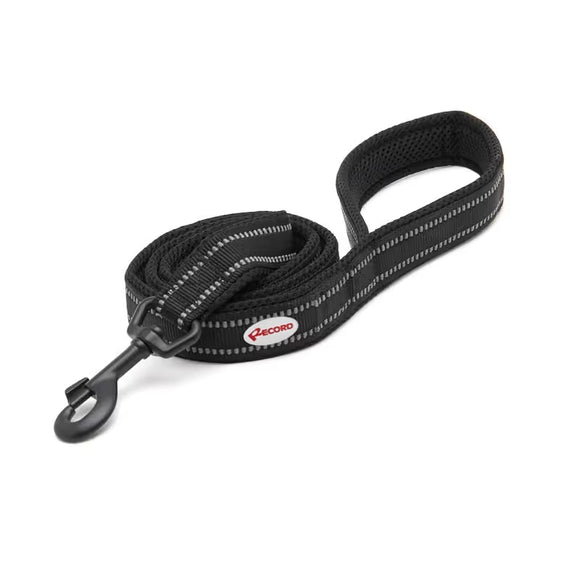 Record Atlante Lead Black – Reflective High-Quality Dog Leash, 110cm, Large Size