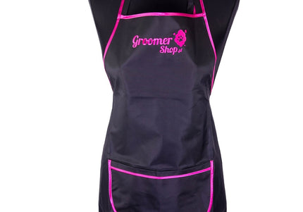 Waterproof Grooming Apron – Adjustable Design with Pocket and Pink Trim, Stain Resistant