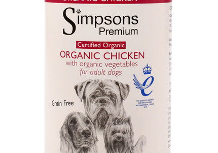 Simpsons Premium Organic Chicken Casserole – Grain-Free Wet Food with Vegetables, 12x400g