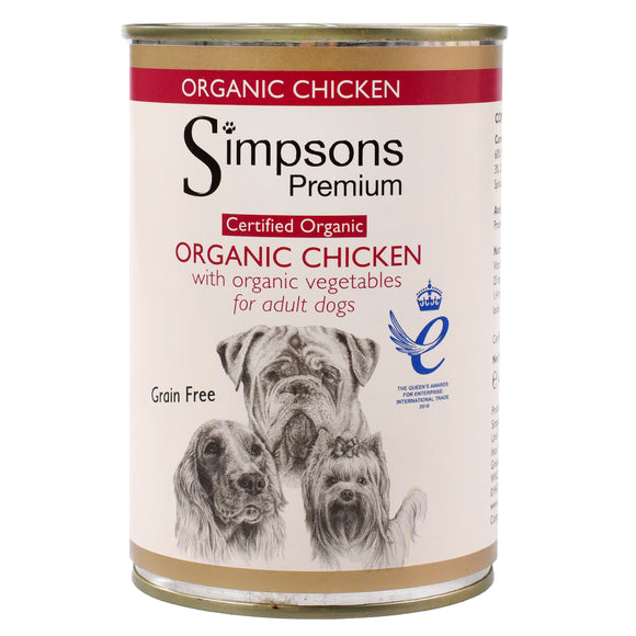 Simpsons Premium Organic Chicken Casserole – Grain-Free Wet Food with Vegetables, 24 x 400g