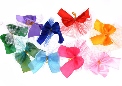 Blovi Multicolor Grooming Bows – Decorative Tulle Accents, 25 Piece Assortment