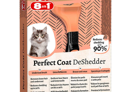8in1 Perfect Cat Coat DeShedder – Stainless Steel Blade, Removes Dead Undercoat Efficiently