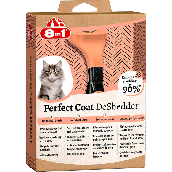 8in1 Perfect Cat Coat DeShedder – Stainless Steel Blade, Removes Dead Undercoat Efficiently