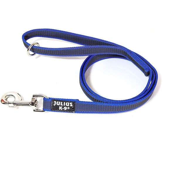 Julius K9 Color & Gray Supergrip Leash – Black, 2x120cm, Anti-Slip with Handle and Ring
