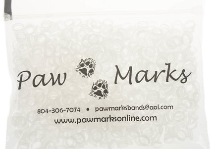 Paw Marks Non-Latex Transparent Bands 6.3mm – Durable Professional Elastic Bands, Medium Thickness, 1000 Pack