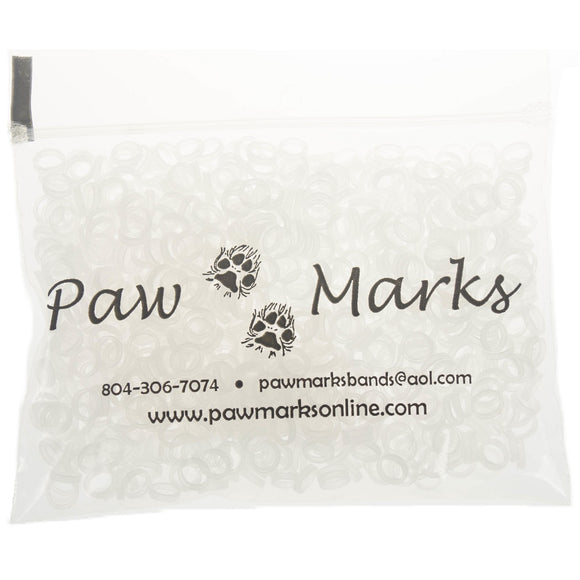 Paw Marks Non-Latex Transparent Bands 6.3mm – Durable Professional Elastic Bands, Medium Thickness, 1000 Pack