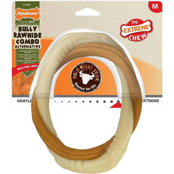 Nylabone Extreme Bully Stick Ring Medium – Durable Chew Toy with Beef Flavor, Long-Lasting