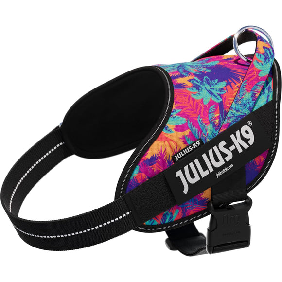 Julius-K9 Power & More Harness Vibe – Adaptive Leash Ring, Palm Tree Pattern, XS Size