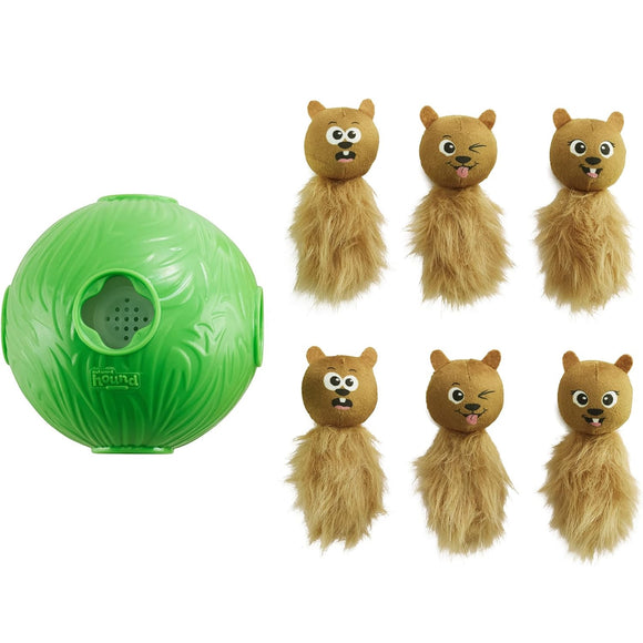 Nina Ottosson Snuffle N' Treat Ball – Interactive Puzzle Toy with 6 Squirrels, Level 2, Green