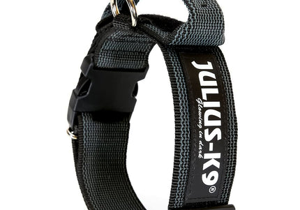 Julius K9 Color&Gray Collar with Handle – 50mm Wide, Safety Lock, Black, Durable Design