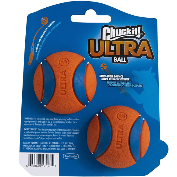 Chuckit! Ultra Ball Small 5cm – High-Bounce Rubber Toy, 2 Pack, Durable and Squeak-Free