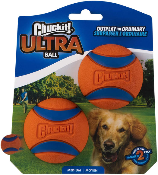 Chuckit! Ultra Ball Medium 6.4cm – Durable High-Bounce Rubber Toy, 2 Pack