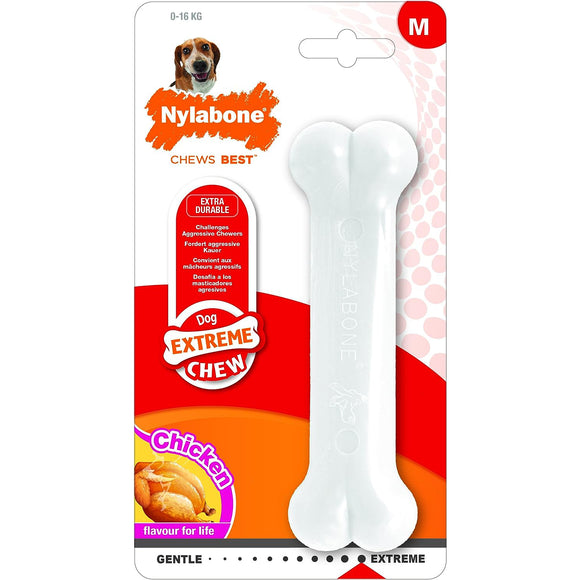 Nylabone Extreme Chew Chicken Bone – Durable XL Chew Toy with Real Chicken Flavor