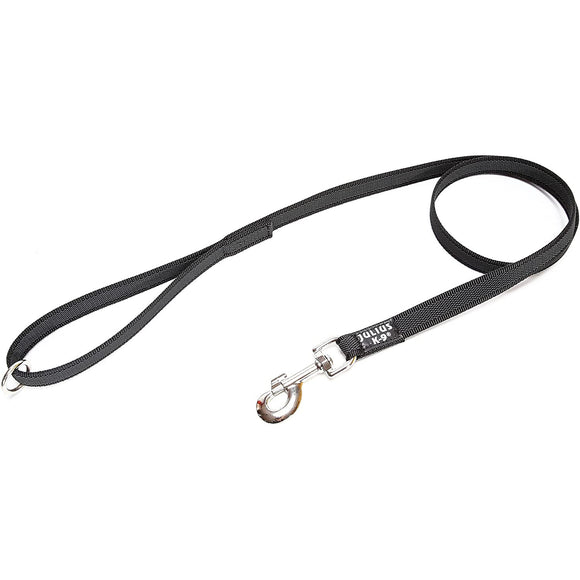Julius K9 Color & Gray Supergrip Leash – Black, 2x120cm, Anti-Slip with Handle and Ring
