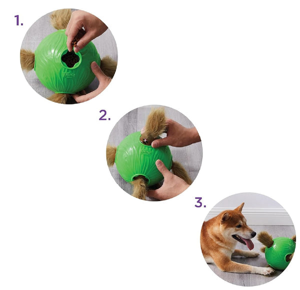 Nina Ottosson Snuffle N' Treat Ball – Interactive Puzzle Toy with 6 Squirrels, Level 2, Green