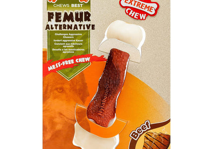 Nylabone Extreme Femur Bone Beef – Real Bone-Shaped Chew, Beef Scent, XL Durable Treat