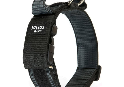 Julius K9 Color&Gray Collar with Handle – 50mm Wide, Safety Lock, Black, Durable Design