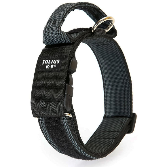 Julius K9 Color&Gray Collar with Handle – 50mm Wide, Safety Lock, Black, Durable Design