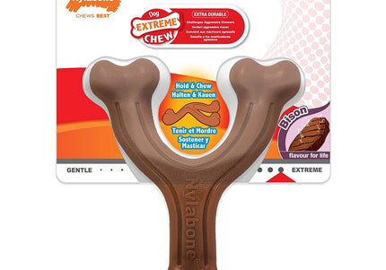 Nylabone Extreme Wishbone Bison Chew – Durable Large Dog Toy with Realistic Bison Flavor