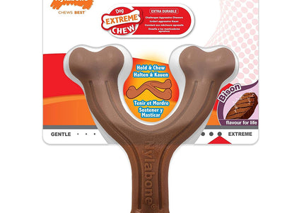 Nylabone Extreme Wishbone Bison Chew – Durable Large Dog Toy with Realistic Bison Flavor