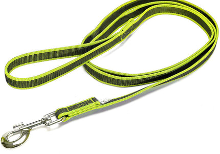 Julius K9 Color & Gray Supergrip Leash – Anti-Slip Neon Yellow, 120cm x 14mm, Ergonomic Handle