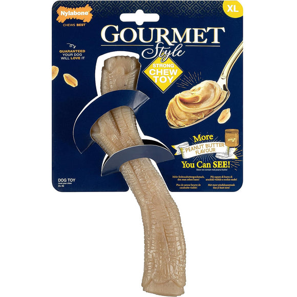 Nylabone Gourmet Stick Peanut Butter – Durable Chew Toy, Intense Peanut Butter Flavor, Medium Size