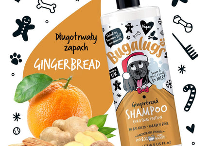 Bugalugs Gingerbread Shampoo Christmas Edition 500ml – Concentrated Festive Formula with Gingerbread Scent