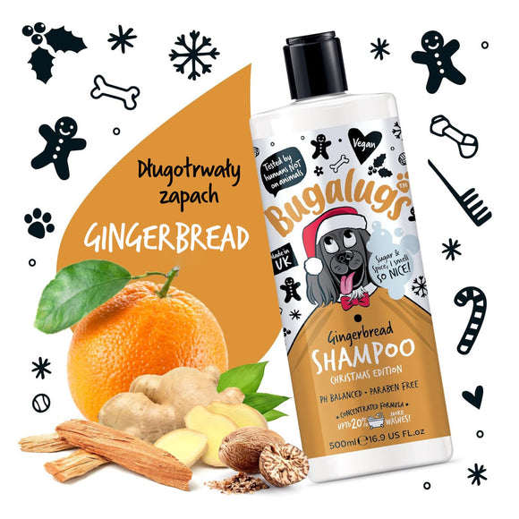 Bugalugs Gingerbread Shampoo Christmas Edition 500ml – Concentrated Festive Formula with Gingerbread Scent