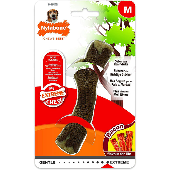 Nylabone Extreme Wooden Stick – Durable Bacon-Scented Safe Fetch Toy, Medium Size