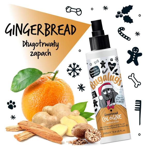 Bugalugs Gingerbread Cologne Christmas Edition 200ml – Festive Perfumed Spray with Warm Gingerbread Scent