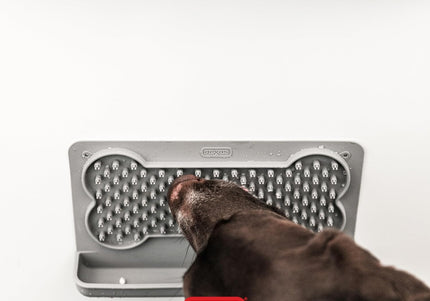 Dexas Snack & Distract Silicone Licking Mat with Pocket – Horizontal Blue, Calming Design