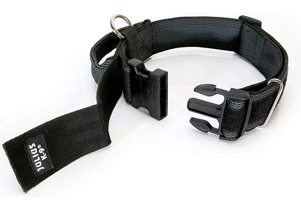 Julius K9 Color&Gray Collar with Handle – 40mm Wide, Safety Lock, Black, Durable Design