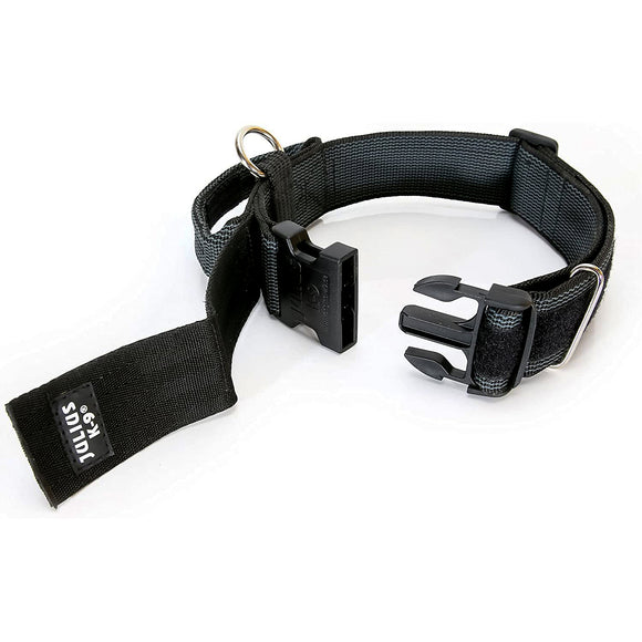 Julius K9 Color&Gray Collar with Handle – 40mm Wide, Safety Lock, Black, Durable Design