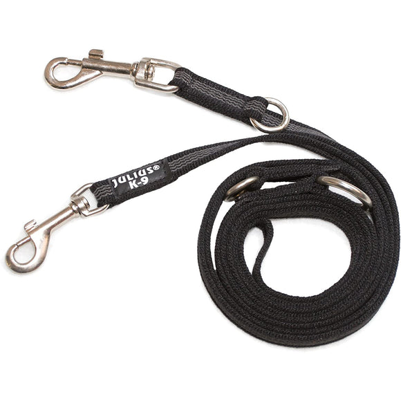 Julius K9 Color & Gray Supergrip Leash 2x220cm – Removable Anti-Slip Black Lead, Durable Design