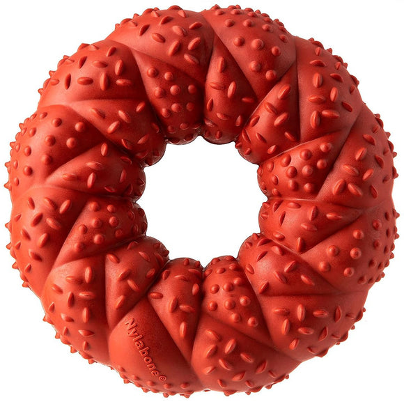 Nylabone Braided Ring Chew Toy – Strong Rubber, Beef Aroma, 9.6cm Durable Design