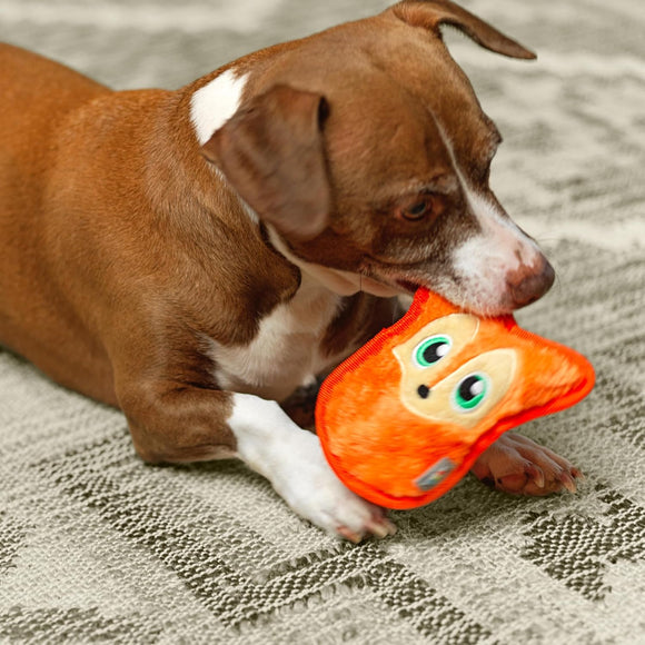 Outward Hound Durablez Fox Squeaky Toy – 16cm Unfilled Orange Plush, Durable Design