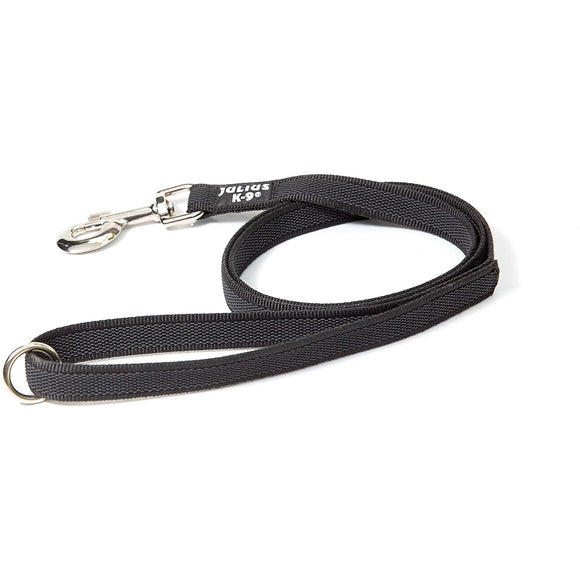 Julius K9 Color & Gray Supergrip Leash – Black, 2x120cm, Anti-Slip with Handle and Ring