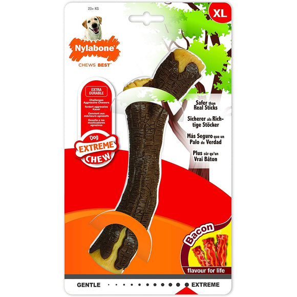 Nylabone Extreme Wooden Stick – Durable Bacon-Scented Safe Fetch Toy, Medium Size