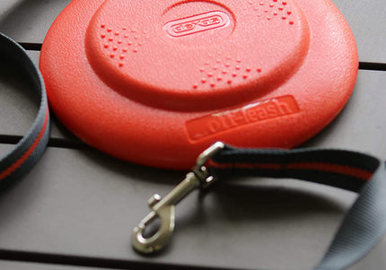 Dexas Off-Leash Frisbee Flyer – Floating Durable Dog Disc with Carabiner Attachment