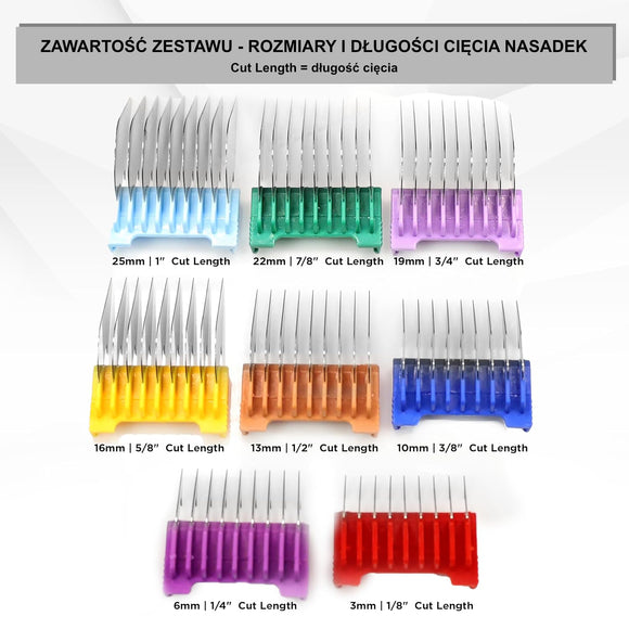 Joyzze 8 Piece Attachment Comb Set – Adjustable C-Blade Guides for Precise Clipping