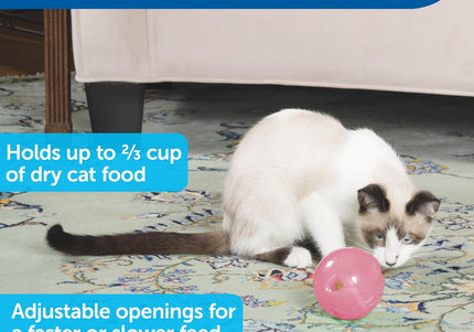 PetSafe SlimCat Interactive Feeder – Light Pink Cat Treat Toy and Food Dispenser, Slower Eating