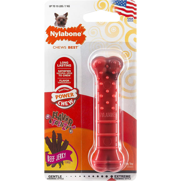 Nylabone Extreme Textured Beef Jerky Bone – Large Durable Dental Chew, Dried Beef Flavor