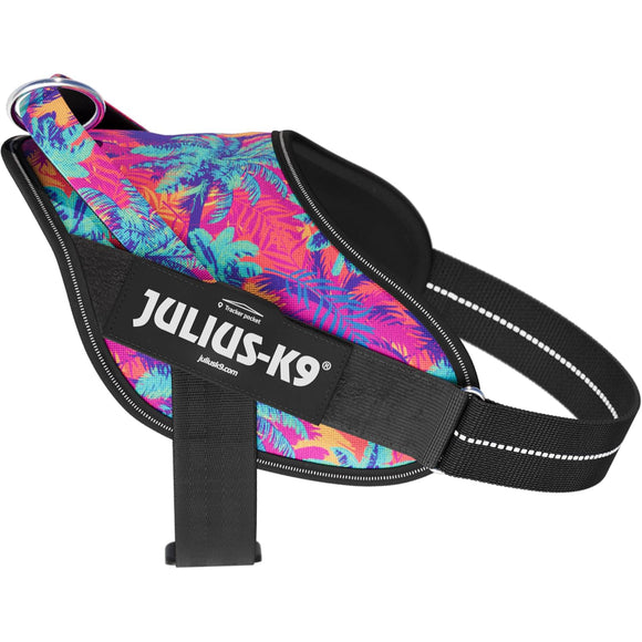 Julius-K9 Power & More Harness Vibe – Adaptive Leash Ring, Palm Tree Pattern, XS Size