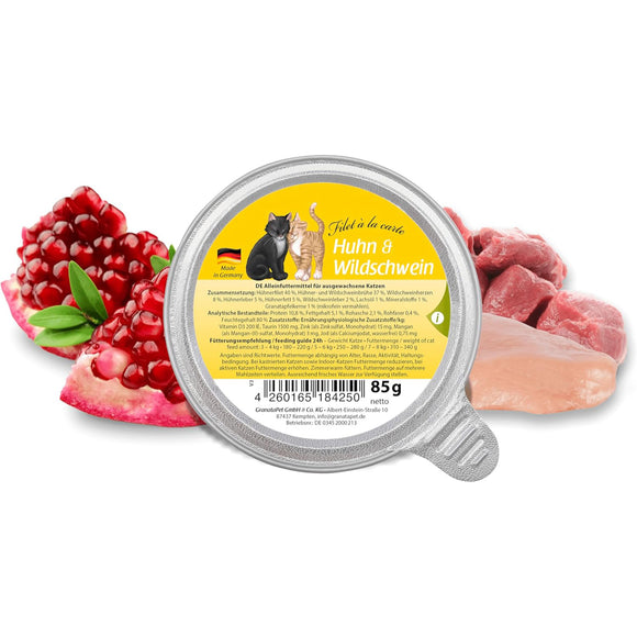 GranataPet Filet à la Carte Chicken and Wild Boar – Juicy Wet Cat Food with Tender Fillets, 85g