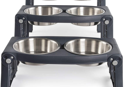 Dexas Adjustable Height Feeder – Steel Bowls on Stand, Customizable Elevated Design