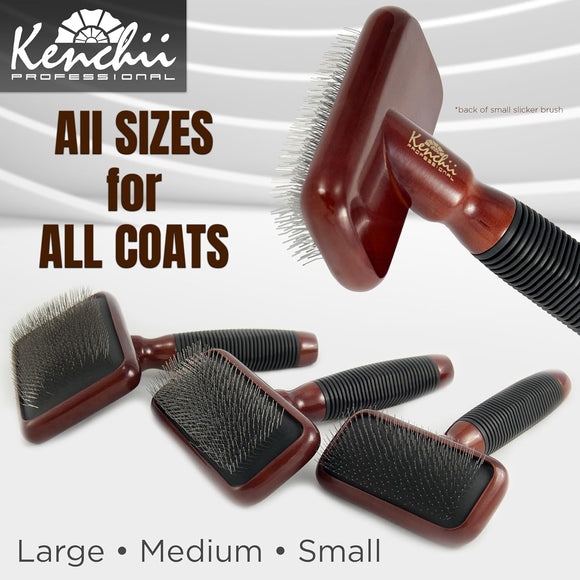 Kenchii Slicker Brush – Elegant Maple Wood Grooming Brush, Large Size, Ergonomic Design